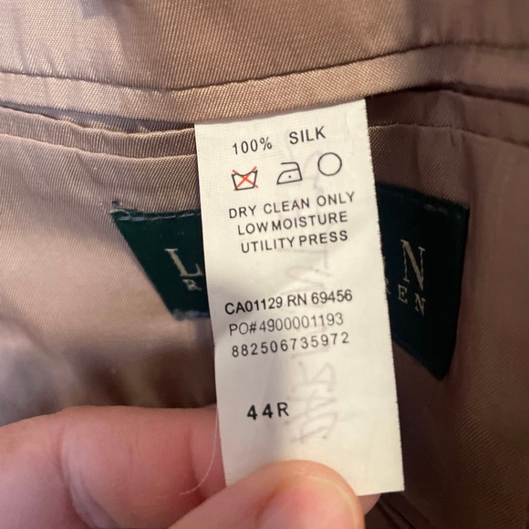 Ralph Lauren Men 44R Sport Coat Blazer Tan Beige Houndstooth Wool/Silk Jacket - Picture 3 of 6